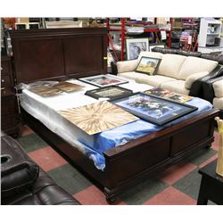 BROWN SOLID WOOD QUEEN SIZE BED -