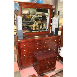 SOLID WOOD 3-PC ROSEWOOD 6-DRAWER