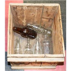 OLD FARM EGG CRATE AND BOTTLES