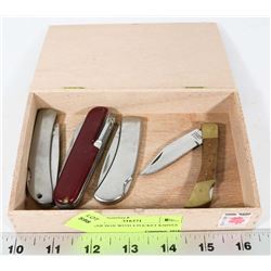 CIGAR BOX WITH 4 POCKET KNIVES