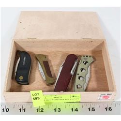 CIGAR BOX WITH 4 POCKET KNIVES