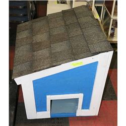 WOOD AND SHINGLED OUTSIDE DOG HOUSE