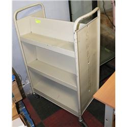 ROLLING 3 TIER DOUBLE SIDED BOOK CART