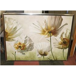 LARGE SHOW HOME SILVER FLOWER ART 49"X37"