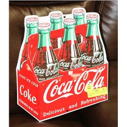 METAL DIE CUT COCA COLA 6 PACK SIGNS.