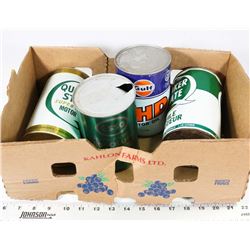 LOT OF 4 OIL CANS INCLUDING QUAKER STATE, ESSO &