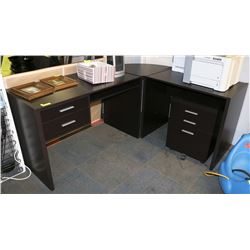 COMPLETE 4-PC L-SHAPED BROWN OFFICE