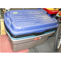 LOT OF 3 JUMBO RUBBERMAID ROUGHNECK HINGED LID