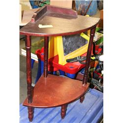 BROWN WOOD 2-LEVEL CORNER STAND -