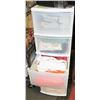 Image 1 : FIVE BIN ROLLING STORAGE CABINET WITH CONTENTS
