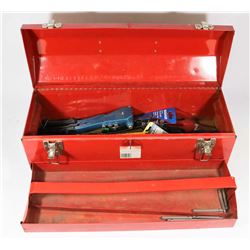 LARGE RED TOOLBOX WITH NEW/USED TOOLS