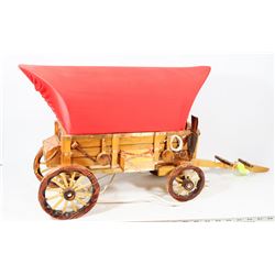 VINTAGE CARVED WOOD WAGON LAMP