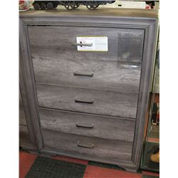 GRAY RUSTIC WOOD 5 DRAWER DRESSER
