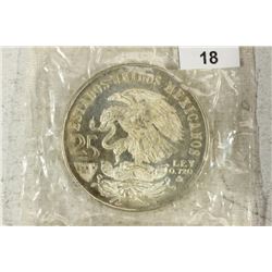 1968 MEXICO OLYMPICS SILVER 25 PESOS BU
