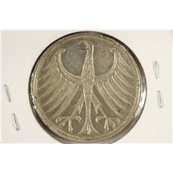 1967-J GERMAN SILVER 5 MARKS