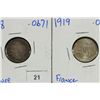 Image 1 : 1918 & 1919 FRANCE SILVER 50 CENTIMES