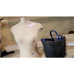 FEMALE MANNEQUIN TORSO BUCKET W/ JUMPER CABLES