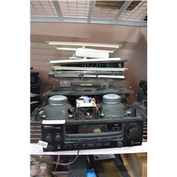 KENWOOD STEREO RECEIVER AND OTHER AUDIO SPEAKERS, VHS, ETC