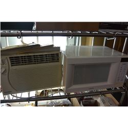 WHITE SAMSUNG MICROWAVE AND FEDDERS AIR CONDITIONER