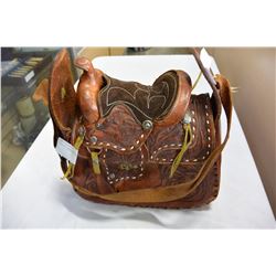 TOOLED LEATHER SADDLE PURSE