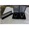 Image 1 : 2 NECKLACE AND EARRING SETS, AND TENNIS BRACELET IN GIFT BOXES
