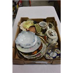 TRAY OF COLLECTIBLE CHINA AND TEAPOT ETC