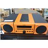 Image 1 : YAMAHA ORANGE BOOKSHELF STEREO AND SPEAKERS W/ IPOD DOCK
