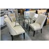 Image 1 : GLASSTOP DINING TABLE 4 STUDDED LEATHER CHAIRS