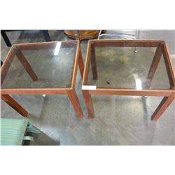 PAIR OF GLASSTOP END TABLES