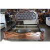 Image 1 : NEW ASHLEY SIGNATURE DESIGN CARVED KINGSIZE BEDFRAME WITH BROWN LEATHER INSERT, RETAIL $2999