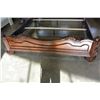 Image 2 : NEW ASHLEY SIGNATURE DESIGN CARVED KINGSIZE BEDFRAME WITH BROWN LEATHER INSERT, RETAIL $2999