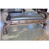 Image 3 : NEW ASHLEY FURNITURE CARVED BENCH WITH BROWN LEATHER SEAT, RETAIL $1198