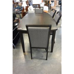 ASHLEY FURNITURE FLOOR MODEL RECTANGULAR DINING TABLE WITH 4 ULPHOSTERED CHAIRS, RETAIL $1899