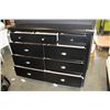Image 2 : NEW ASHLEY BLACK 9 DRAWER DRESSER WITH BRUSHED CHROME DRAWER PULLS, RETAIL $1199