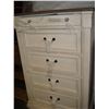Image 1 : NEW ASHLEY FURNITURE CONTEMPORARY WHITE FINISH 5 DRAWER CHEST WITH RECLAIMED TOP, RETAIL $1899