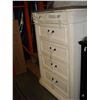 Image 2 : NEW ASHLEY FURNITURE CONTEMPORARY WHITE FINISH 5 DRAWER CHEST WITH RECLAIMED TOP, RETAIL $1899