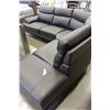 Image 1 : NEW MODERN BROWN STITCHED LEATHER 3 PIECE SECTIONAL SOFA WITH CHAISE, RETAIL $4198