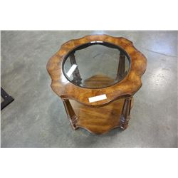 WALNUT GLASSTOP END TABLE