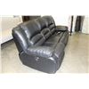 Image 3 : BLACK LEATHER ELECTRIC RECLINER SOFA