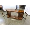 Image 3 : WOOD SERVER W/ BOWED GLASS DISPLAY