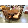 Image 1 : WOOD DINING TABLE W/ 2 LEAFS AND 8 CHAIRS