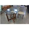 Image 1 : ROUND GLASS DINING TABLE WITH TWO CHAIRS