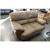 Image 1 : BROWN LEATHER LOVESEAT