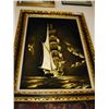 Image 1 : VINTAGE FRAMED VELVET PIRATE SHIP