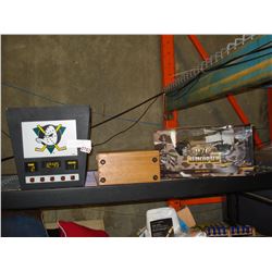 VINTAGE MICROSCOPE, NHL HANGING LIGHT, AND AN RC HELICOPTER