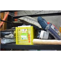 TOTE OF BEDDING AND PILLOWS