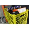 Image 3 : TOTE OF BEDDING AND TOTE OF MASSAGER ELECTRONICS