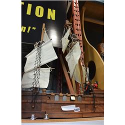 LARGE WOODEN MODEL PIRATE SHIP