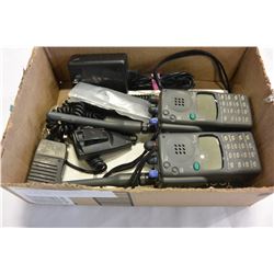 PAIR OF WALKIE TALKIES WITH CHARGER AND ACCESSORIES