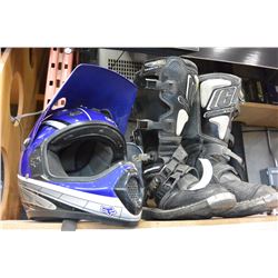 GAERNE SIZE 9 DIRTBIKE BOOTS AND SMALL HELMET